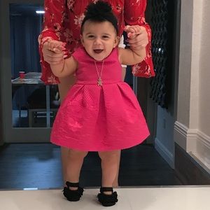 Fuchsia Pink formal quilted dress 3-6 months